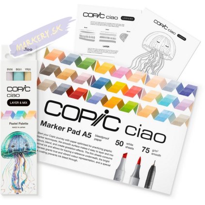 Liehové fixky COPIC Ciao obojstranné Brush & Chisel Starter Set, Pastel Palette