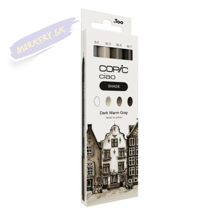 Liehové fixky COPIC Ciao obojstranné Brush & Chisel 3+1ks, Shade Dark Warm Gray