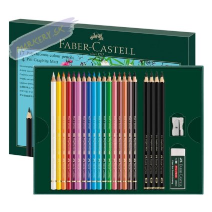 FABER-CASTELL olejové pastelky POLYCHROMOS, 17ks + 6ks príslušenstva