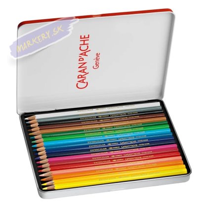 Akvarelové pastelky Swisscolor CARAN D'ACHE, 18ks v kovovej krabičke