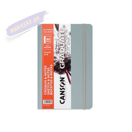 Skicár CANSON Graduate Croquis A5 šedý, 92 listov 90g