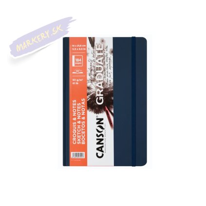 Skicár CANSON Graduate Croquis A5 modrý, 92 listov 90g