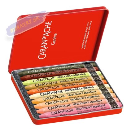Akvarelové voskové pastely Neocolor II CARAN D'ACHE, 10ks teplých farieb v kovovej krabičke