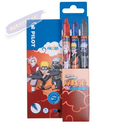 PILOT gumovací FriXion Clicker 07, 3ks NARUTO limitovaná edícia
