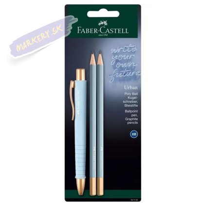 FABER-CASTELL guličkové pero Poly Ball Urban, nebesky modré + 2 grafitové ceruzky