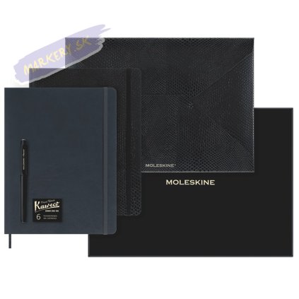 Sada MOLESKINE plniace pero a zápisníky Capri a Boa mäkké linajkové tmavé XL