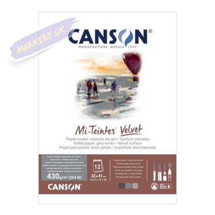 Blok CANSON Mi-Teintes Velvet Grey 32x41cm, 12 listov 430g