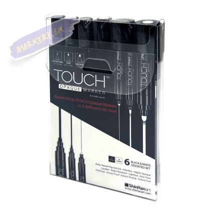 TOUCH Opaque Marker Black & White 6 Assorted Set