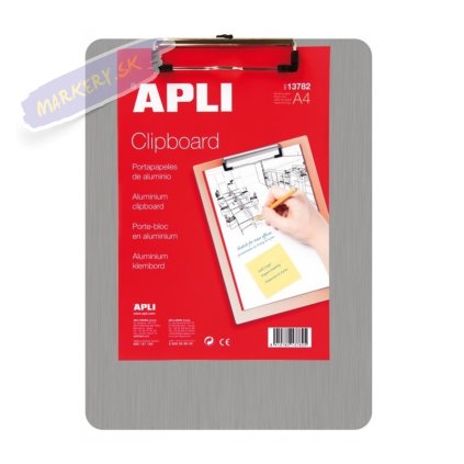 Kresliaca a písacia podložka APLI s klipom A4, hliníková