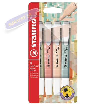 Zvýrazňovač STABILO swing cool Nature, 4ks