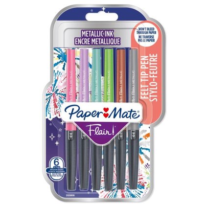 Fixky PAPER MATE Flair Medium, 6 ks Metallic
