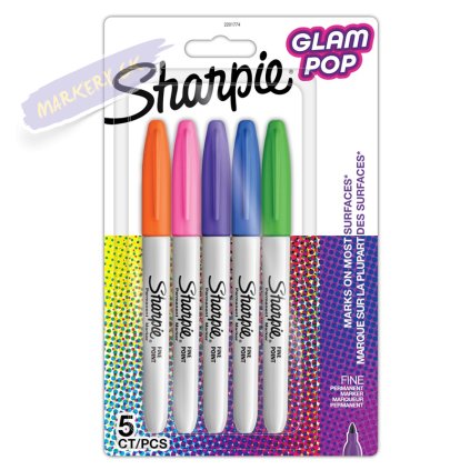SHARPIE Fine Point, sada 5ks Glam Pop