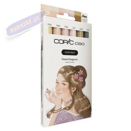 Liehové fixky COPIC Ciao obojstranné Brush & Chisel 5+1ks, Portrait Pastel Elegance