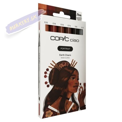 Liehové fixky COPIC Ciao obojstranné Brush & Chisel 5+1ks, Portrait Earth Charm