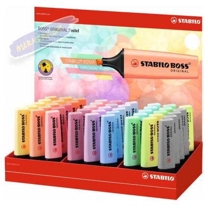 Zvýrazňovač STABILO BOSS ORIGINAL, pastel 45ks v stojančeku