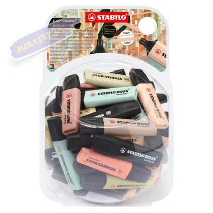Zvýrazňovač STABILO BOSS ORIGINAL, nature 60ks v stojančeku