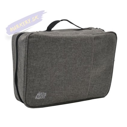 Šedý textilný peračník na 72 pastelek a príslušenstvo