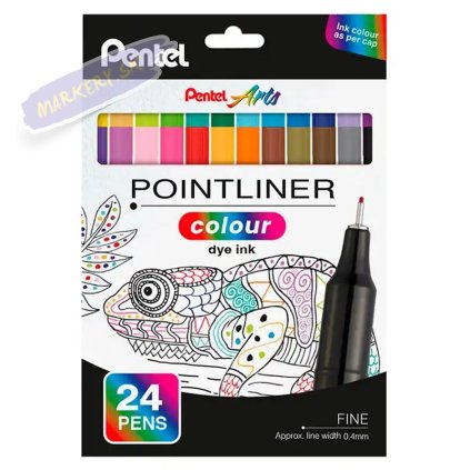 PENTEL akvarelový Pointliner 0,4mm sada 24ks