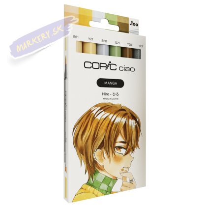 Liehové fixky COPIC Ciao obojstranné Brush & Chisel 5+1ks, Manga Hiro