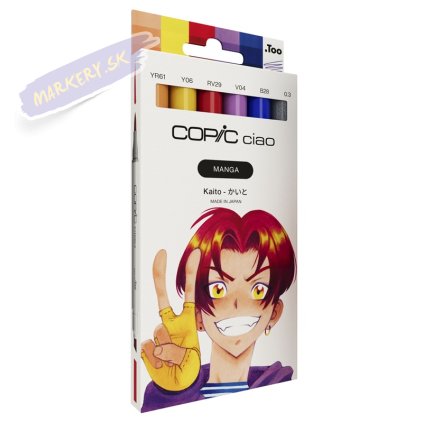 Liehové fixky COPIC Ciao obojstranné Brush & Chisel 5+1ks, Manga Kaito