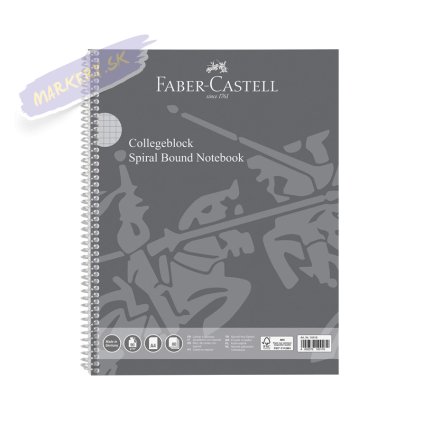 Skicár FABER-CASTELL College A4 čierný, 80 štvorčekových listov