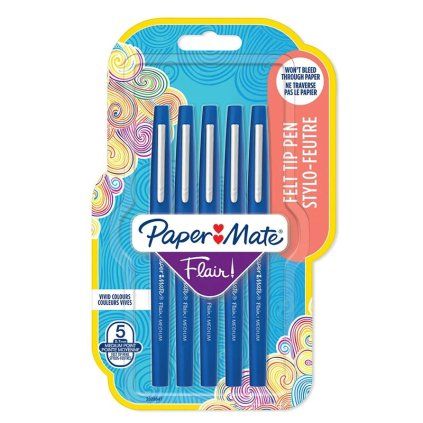 Fixky PAPER MATE Flair Medium, 5 ks modré