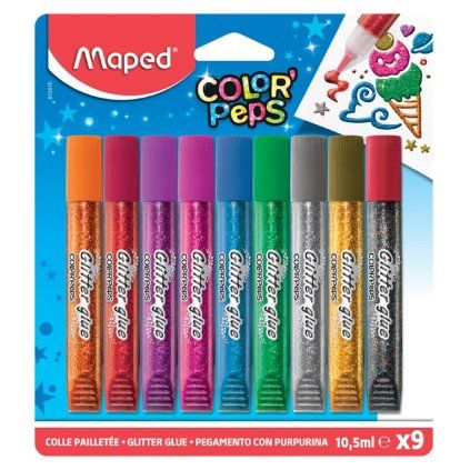 Trblietavé lepidlá MAPED Glitter Glue, 9 x 10,5 ml