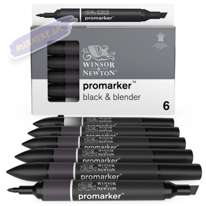 884955070413 W&N PROMARKER BLACK AND BLENDER 6PC 884955070413 [OPEN DHI] (For Presentations)