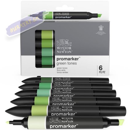884955073858 W&N PROMARKER GREEN TONES 6PC 884955073858 [OPEN] (For Presentations)