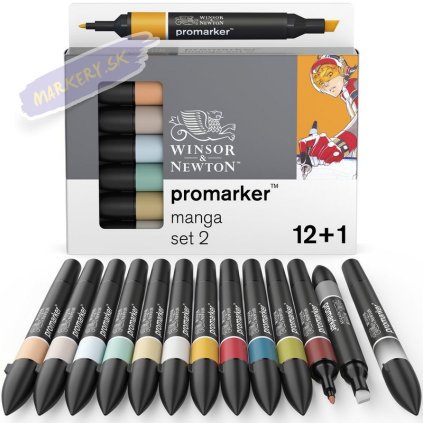 884955070659 W&N PROMARKER MANGA SET 2 12+1PC 884955070659 [OPEN DHI] (For Presentations)