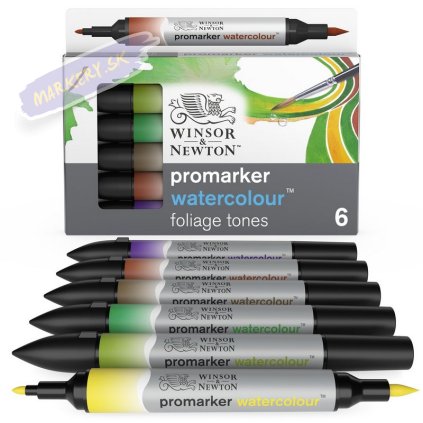 884955073995 W&N PROMARKER WATERCOLOUR FOLIAGE TONES 6PC 884955073995 [OPEN DHI] (For Presentations)
