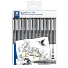 staedtler fineliner 308 cerny pigment liner sada 12 ks ruzne sirky stopy