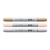 Liehové fixky COPIC Ciao obojstranné Brush & Chisel 3ks, Mellow Palette