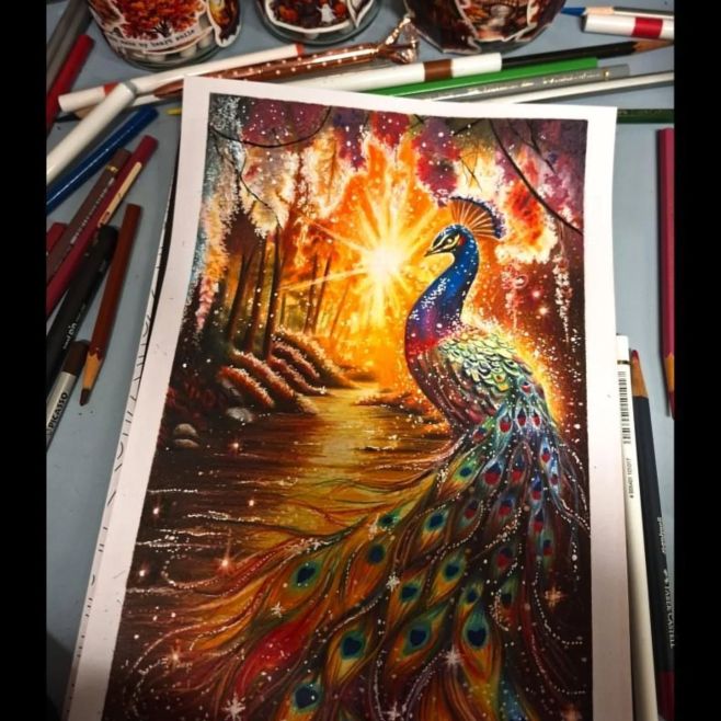 Malování je chvíle klidu, kreativity a radosti z tvoření. 🦚✨ Stačí pár fix nebo pastelek a obrázek začne ožívat.🎨💜...