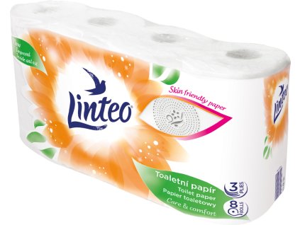 Linteo 3vrstvý toaletní papír, role 130 útržků a 15 m, 8 rolí