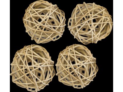 Dekorace - Lata Ball 6 cm - přírodní 4 ks