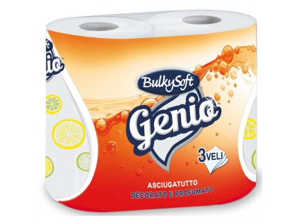 bulkysoft genio asciugatutto 2 rotoli 3 veli decorato e profumato 75 strappi