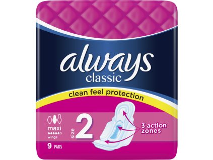 Always Classic Maxi dámské hygienické vložky, 9 ks