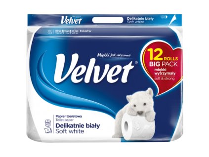 Velvet Soft White 3vrstvý toaletní papír, 12 rolí