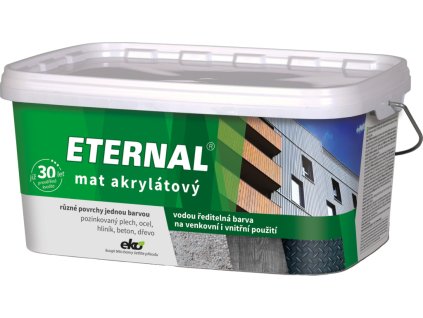 Eternal mat akrylátový univerzální barva na dřevo kov beton, 09 hnědá tmavě, 2,8 kg