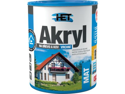 Het Akryl Mat univerzální barva na dřevo i kov, 0100 bílá, 700 g
