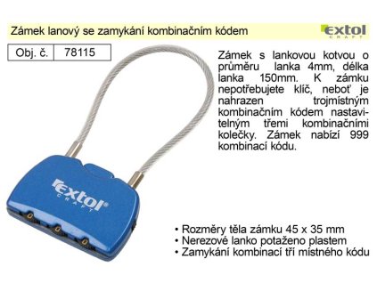 Zámek kombinační s 3místným kodem