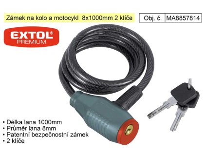Zámek 8/1000mm lankový na kolo