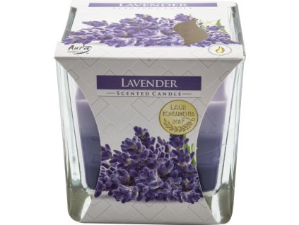 Aura vonná svíčka ve skle, tříbarevná, vůně levandule, 170 g