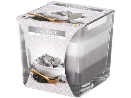 Aura Salt Cave tříbarevná vonná svíčka ve skle, 170 g