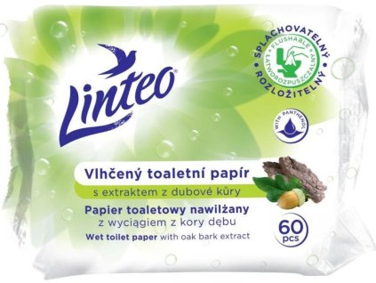 Linteo toaletní papír vlhčený s dubovou kůrou, 60 ks
