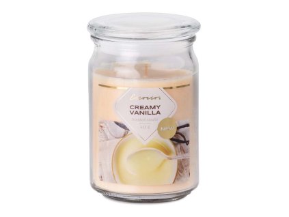 Emocio Sklo 93x142 mm se skleněným víčkem Creamy Vanilla vonná svíčka