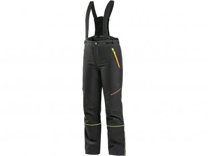 Kalhoty CXS TRENTON, zimní softshell, dětské, černé s HV žluto/oranžové doplňky, vel.120