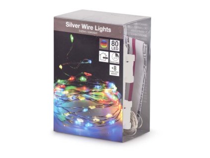 LED řetěz venkovní 80ks diod s časovačem, barevná