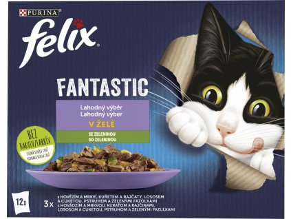 Felix Fantastic kapsičky pro kočky výběr se zeleninou, 12 × 85 g